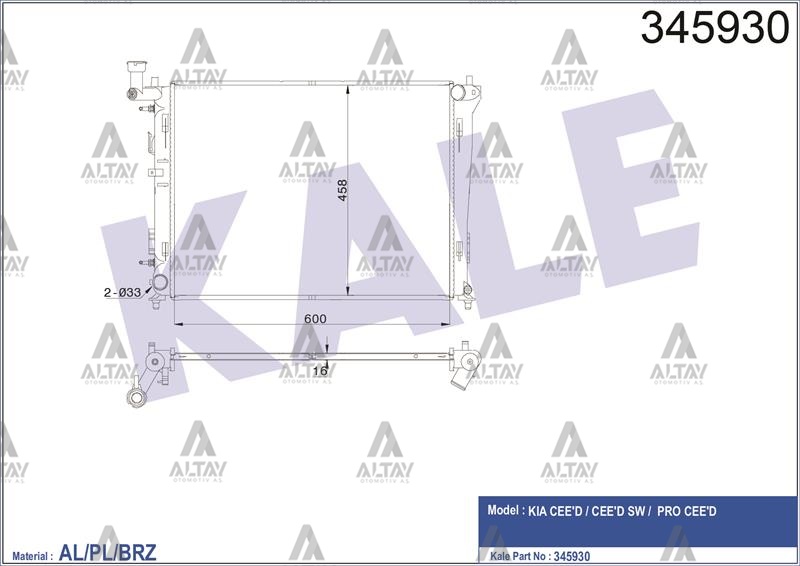 KIA Ceed Su Radyatörü 2008-2011 Radyatör Su I OEM 25310-2H050 KIA Ceed Su Radyatörü 2008-2011 Radyatör Su I OEM 25310-2H050
